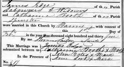 Taken on February 1st, 1835 and sourced from Certificate - Marriage.