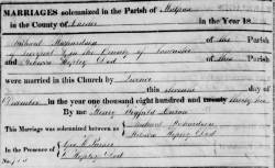 Taken on December 7th, 1835 in Malpas and sourced from Certificate - Marriage.