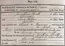Taken on May 1st, 1836 and sourced from Certificate - Marriage.