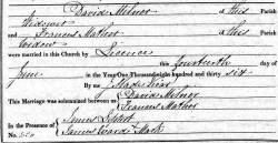 Taken on June 14th, 1836 and sourced from Certificate - Marriage.