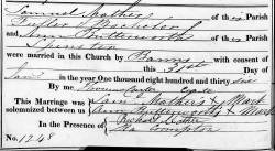 Taken on January 31st, 1836 and sourced from Certificate - Marriage.