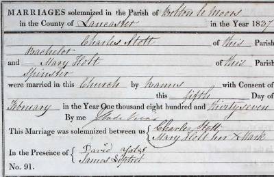 Taken on February 5th, 1837 and sourced from Certificate - Marriage.