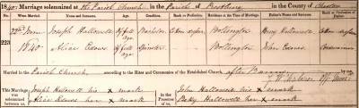 Taken on June 22nd, 1840 and sourced from Certificate - Marriage.
