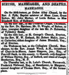 Taken on September 23rd, 1843 in Dukes Alley Chapel (NC) and sourced from Newspaper - John Mather & Kay.