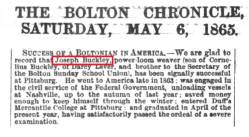 Taken on May 6th, 1865 and sourced from Bolton Chronical.