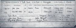 Taken in St.Pauls Church, Stockingford, Nuneaton, Warwickshire and sourced from Marriage Certificate - John GREEN & Elizabeth HARRIS.