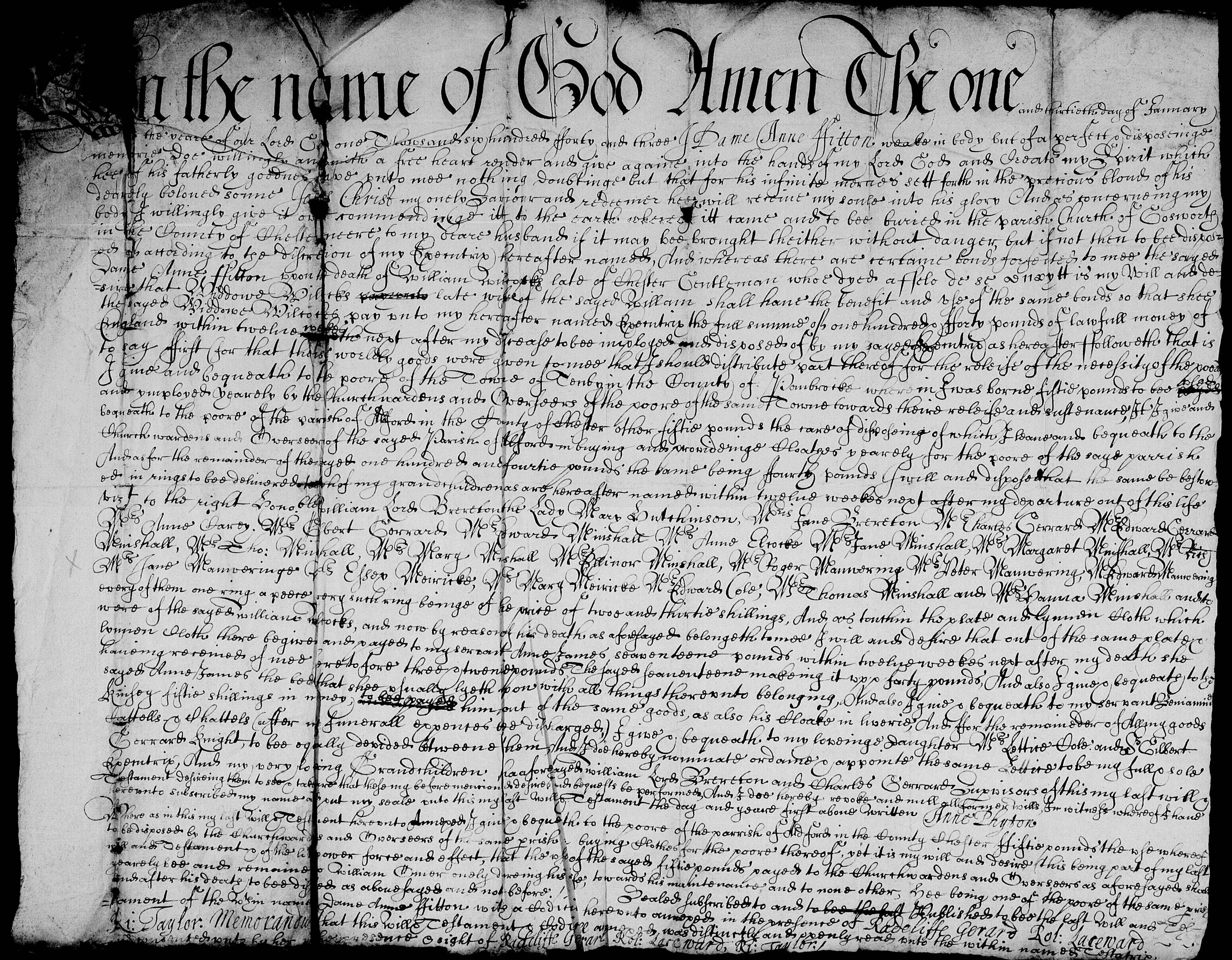 Taken in 1643 and sourced from Wills - Cheshire.