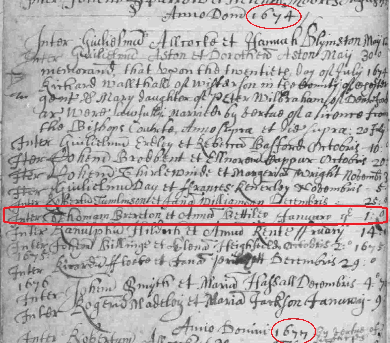 Taken on January 1st, 1674 in Acton by Nantwich and sourced from Cheshire Parish Records (1538-2000).