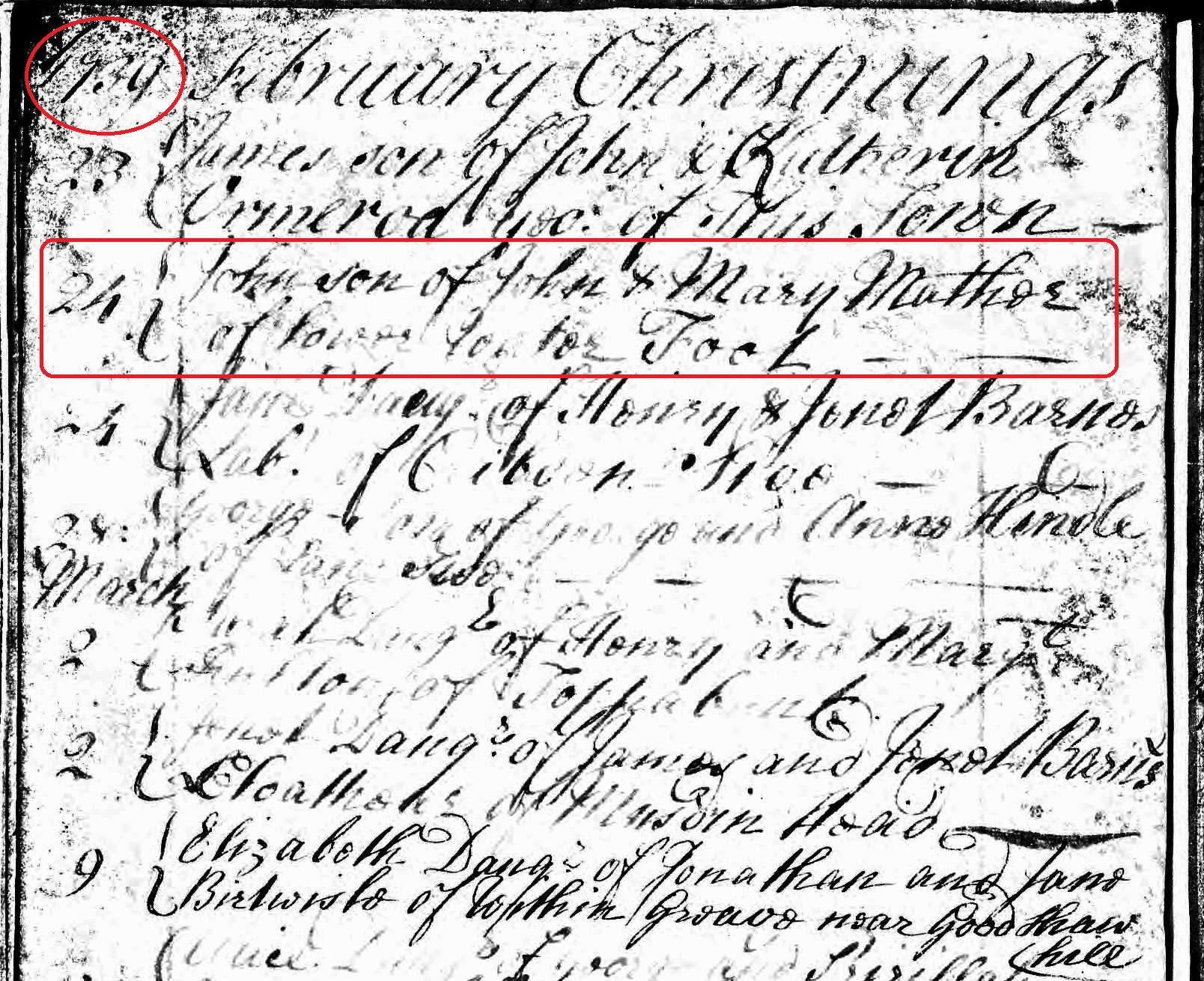 Taken on February 24th, 1739 and sourced from Certificate - Baptism.