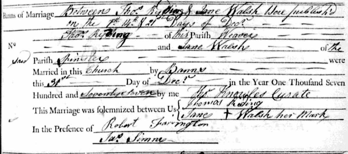 Taken on December 31st, 1777 and sourced from Certificate - Marriage.