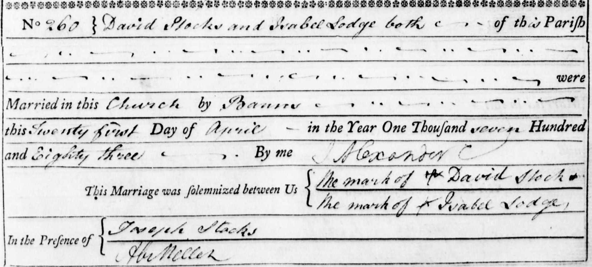 Taken in 1783 in Almondbury and sourced from Certificate - Marriage.