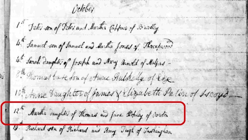 Taken on October 12th, 1800 and sourced from Certificate - Baptism.