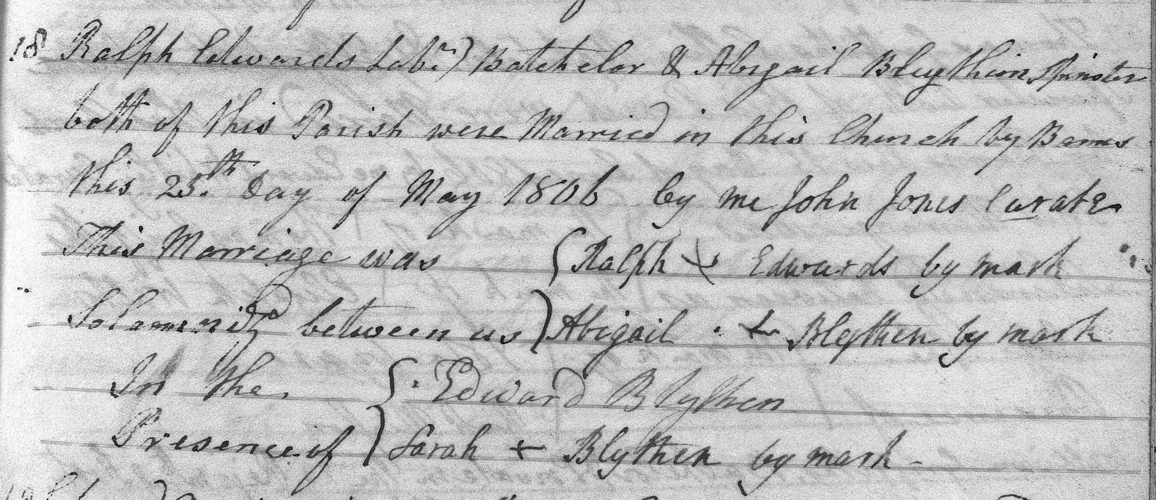 Taken on May 25th, 1806 and sourced from Certificate - Marriage.