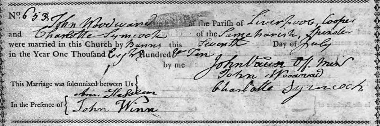 Taken on July 7th, 1810 and sourced from Certificate - Marriage.