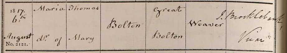 Taken on August 6th, 1817 and sourced from Ancestry.co.uk.