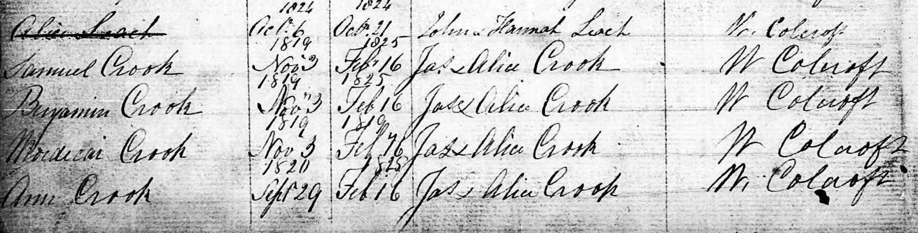 Taken in 1819 at Moor Lane Baptist and sourced from England & Wales Non-conformist Registers (1567-1970).