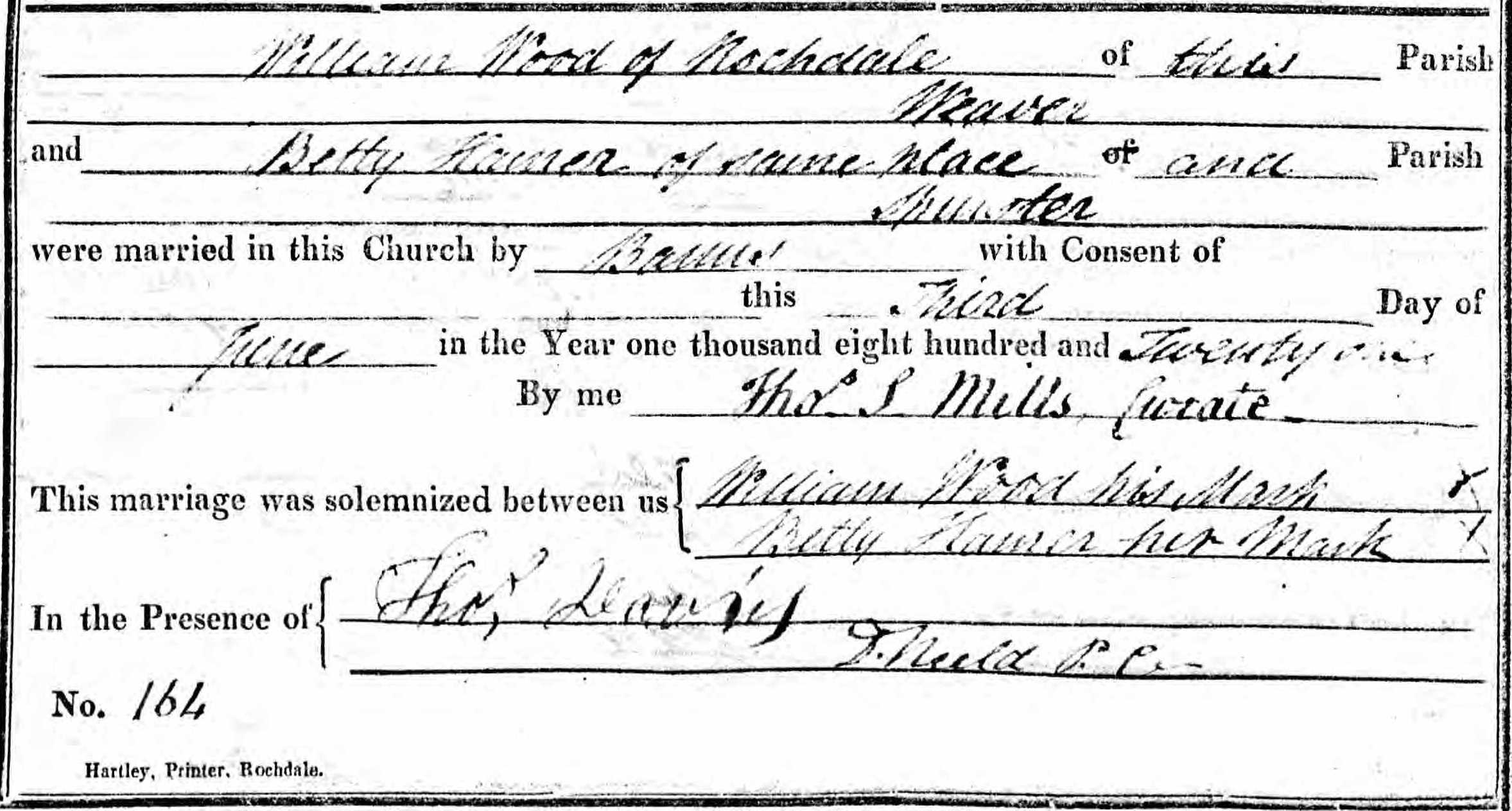 Taken on June 3rd, 1821 and sourced from Certificate - Marriage.