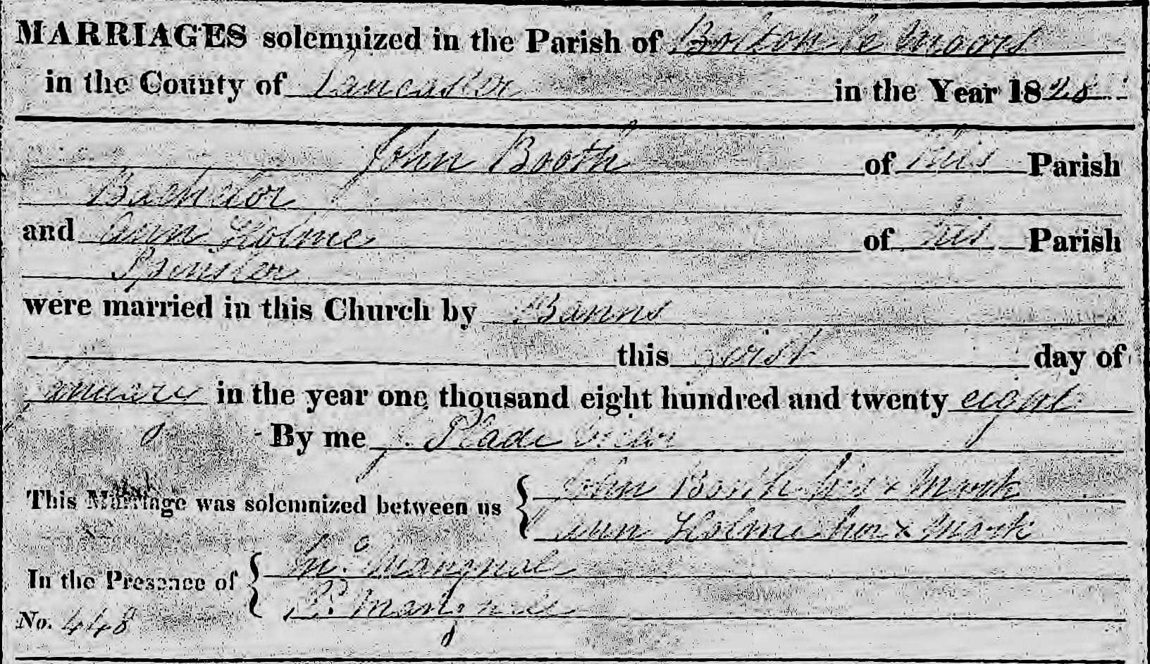 Taken on January 1st, 1828 and sourced from Certificate - Marriage.