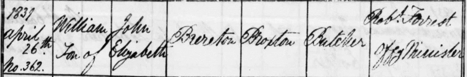 Taken on April 26th, 1831 in Harthill and sourced from Certificate - Baptism.