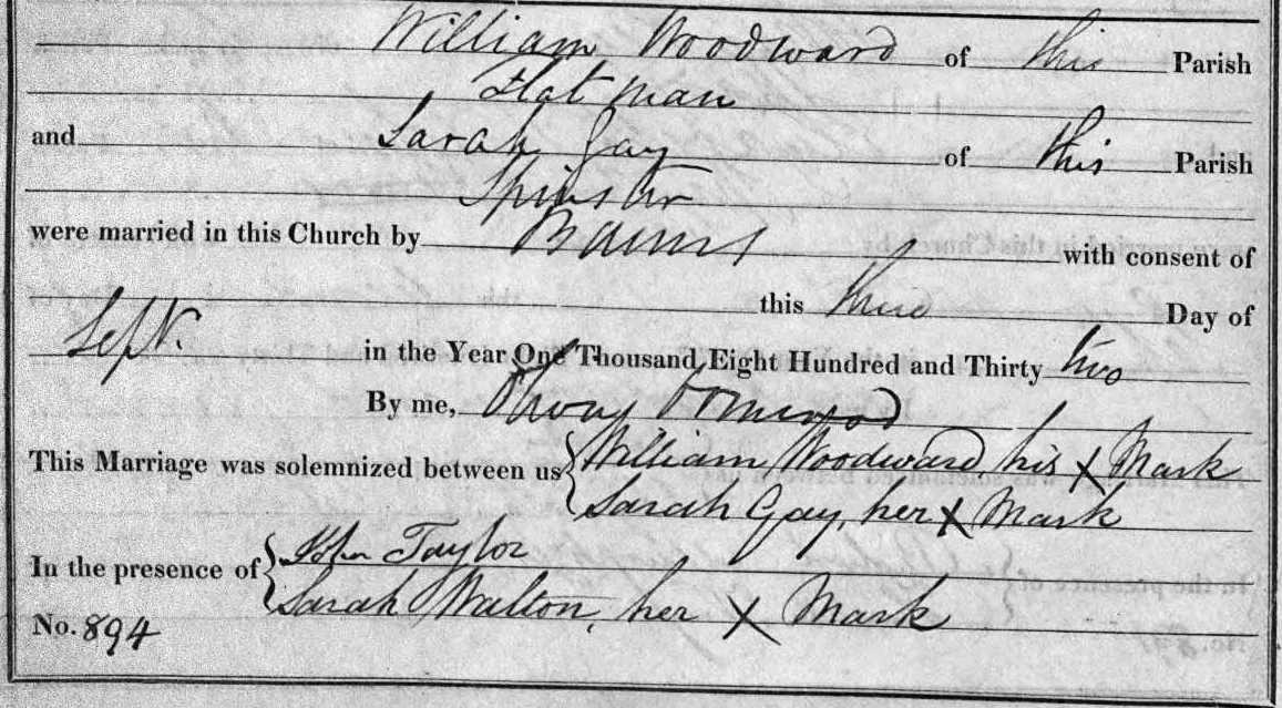 Taken on September 3rd, 1832 and sourced from Certificate - Marriage.