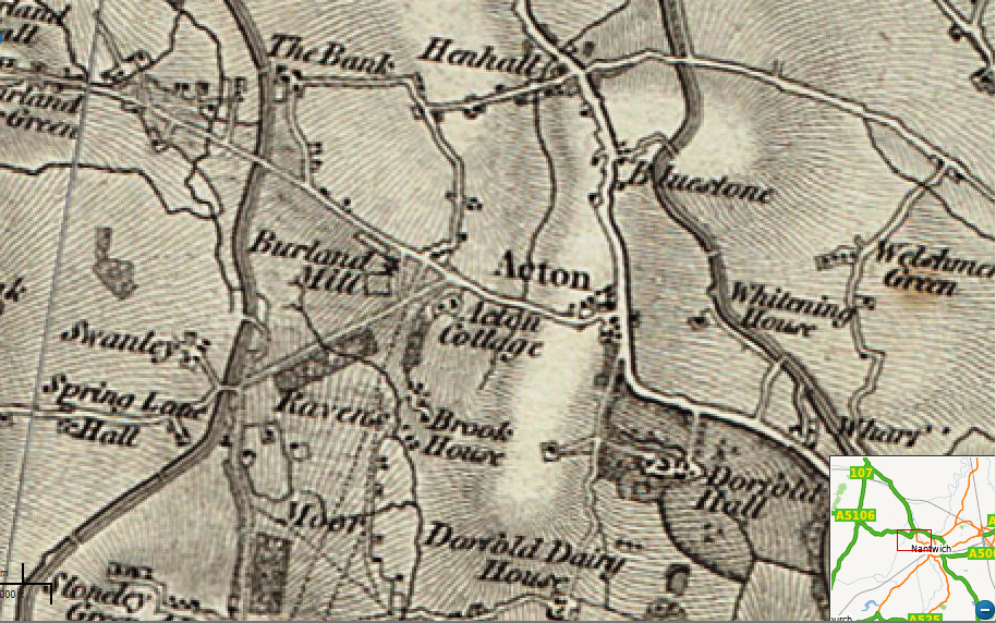 Taken about 1840 in Acton by Nantwich and sourced from Old-Maps.co.uk.