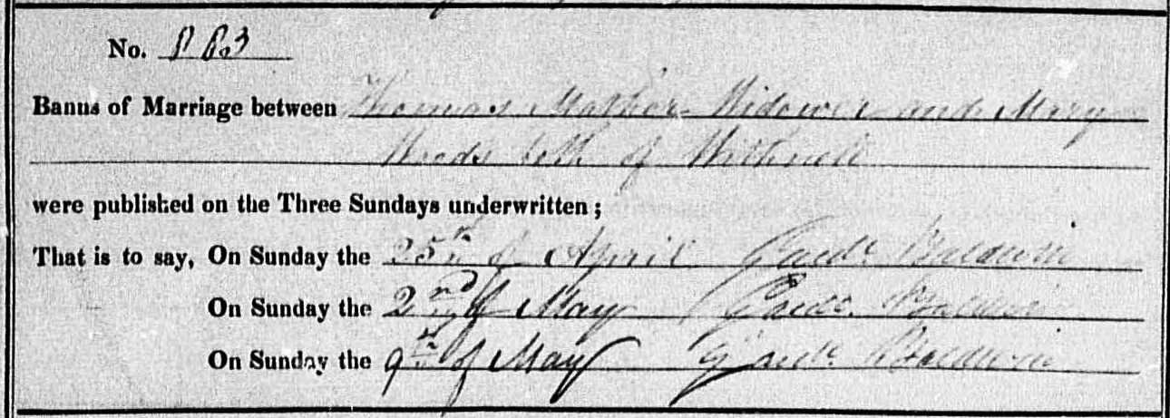 Taken on March 8th, 1841 and sourced from Certificate - Banns / License.