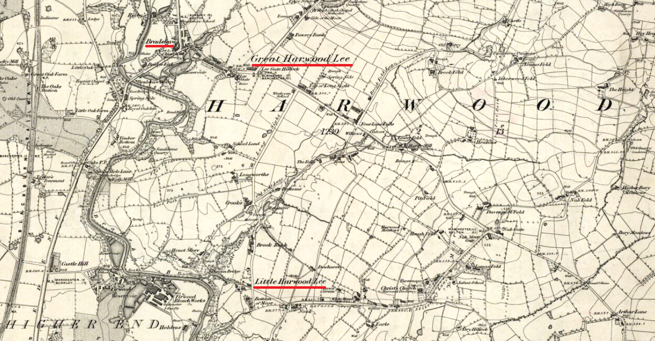 Taken in 1844 in Harwood and sourced from NLS Maps.