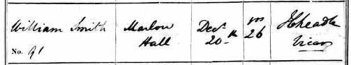 Taken on December 20th, 1845 in Marlow (aka Marley) and sourced from Certificate - Death.