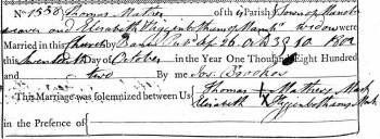 Taken on October 17th, 1802 and sourced from Certificate - Marriage.