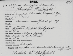 Taken on December 12th, 1873 and sourced from Certificate - Death.